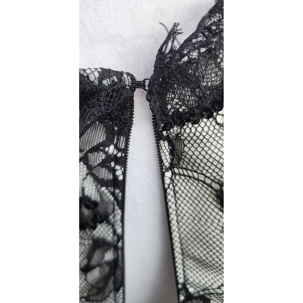 Tadashi Shoji Black Lace Ruched Sheath Dress Size 10 Elegant Evening Cocktail - Picture 10 of 10